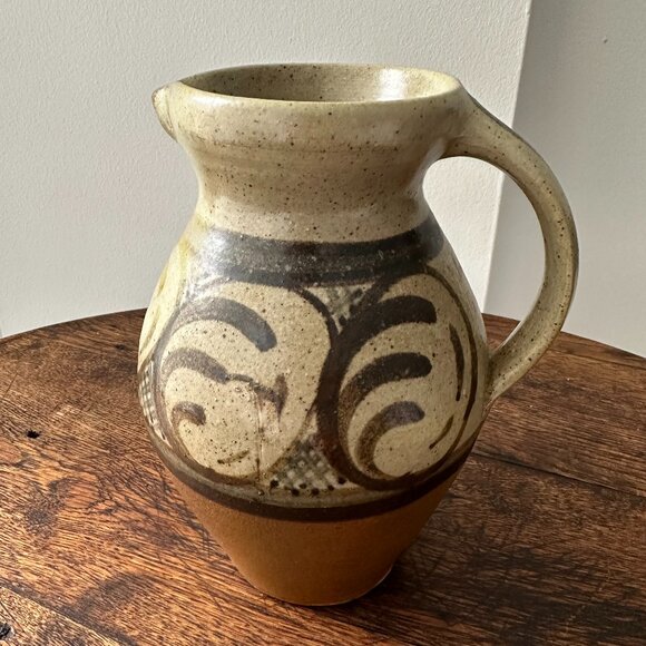 Large Stoneware Art Pottery Pitcher stamped Crown Works Pottery made in London - Picture 1 of 7